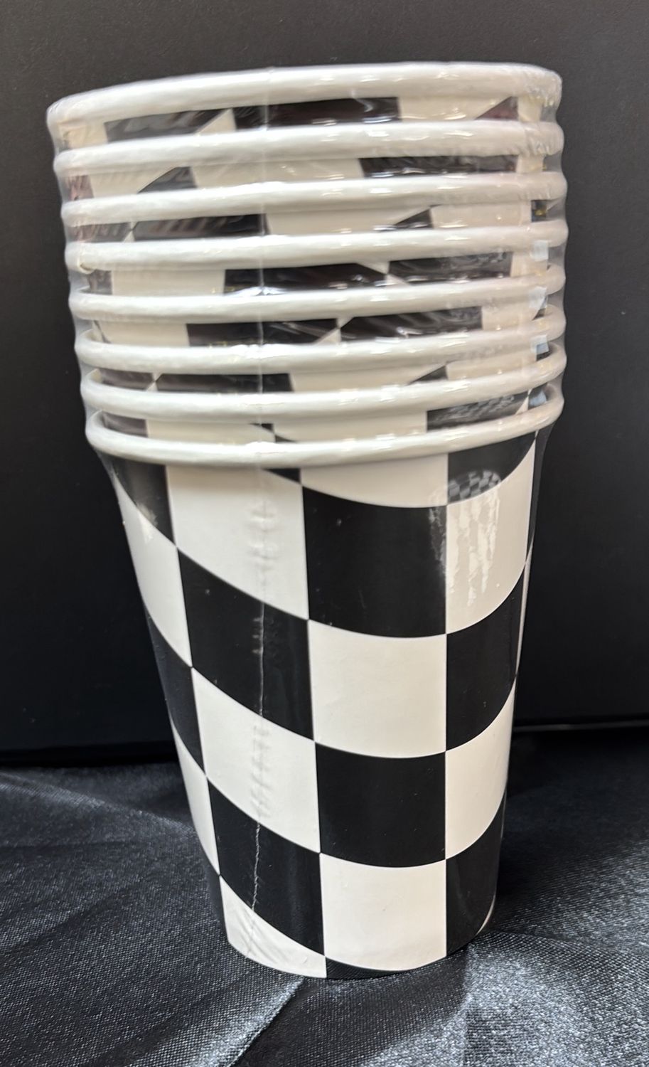 BLACK AND WHITE CHECKS PAPER CUPS