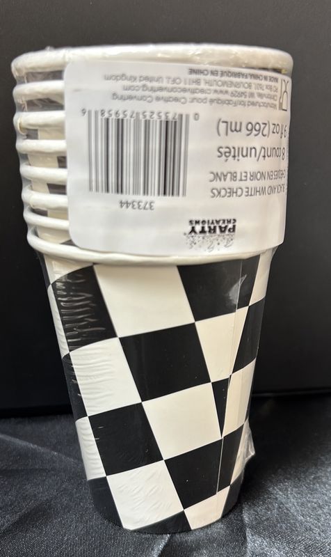 Black And White Checks Paper Cups