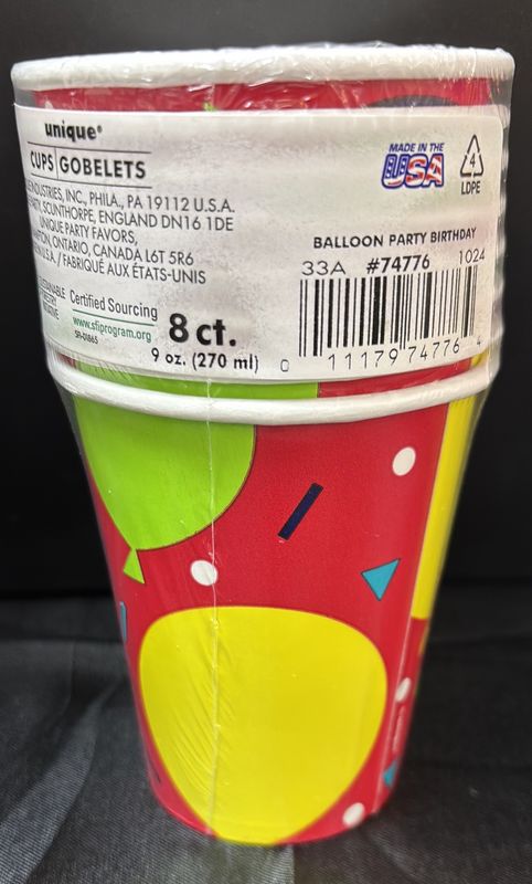Balloon Party Paper Cups