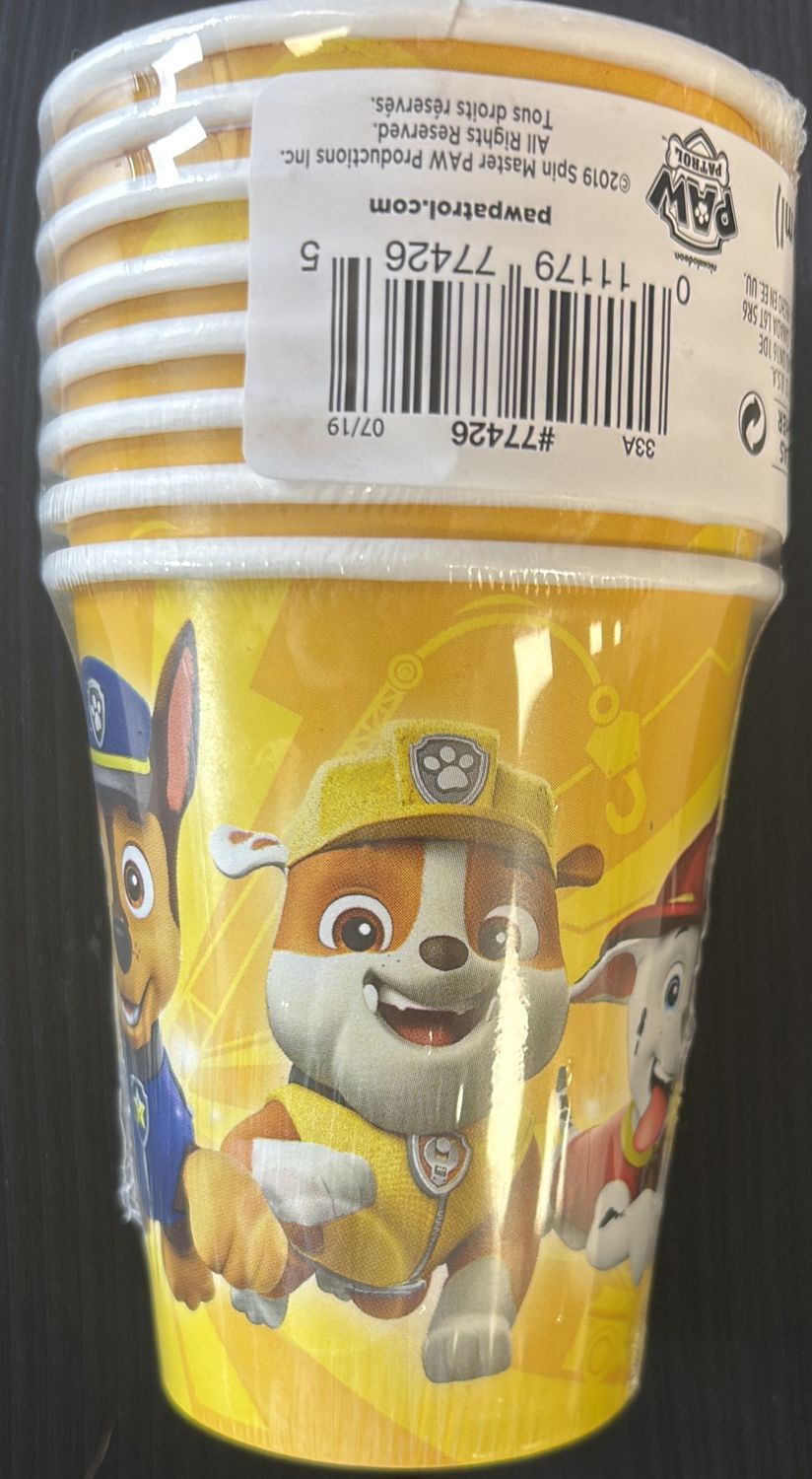 PAPER CUPS PAW PATROL