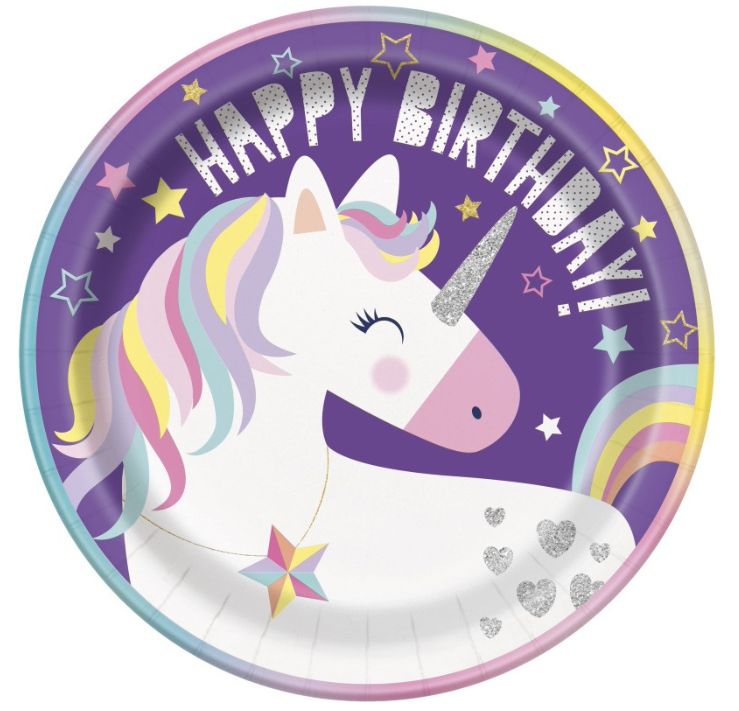 Paper Plate Large Unicorn 8Ct