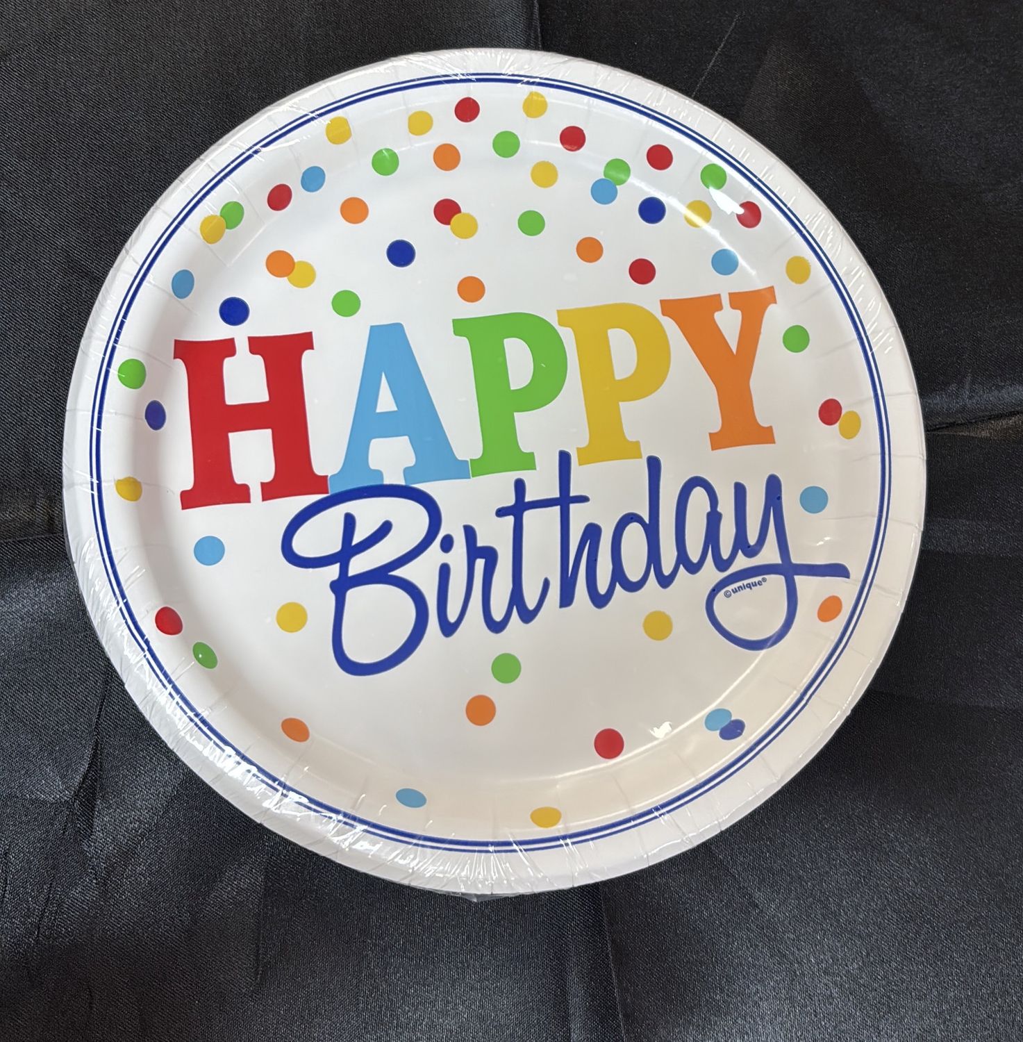 PAPER PLATE LARGE RAINBOW POLKA DOT