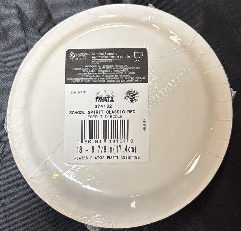 Paper Plate Small School Spirit Red