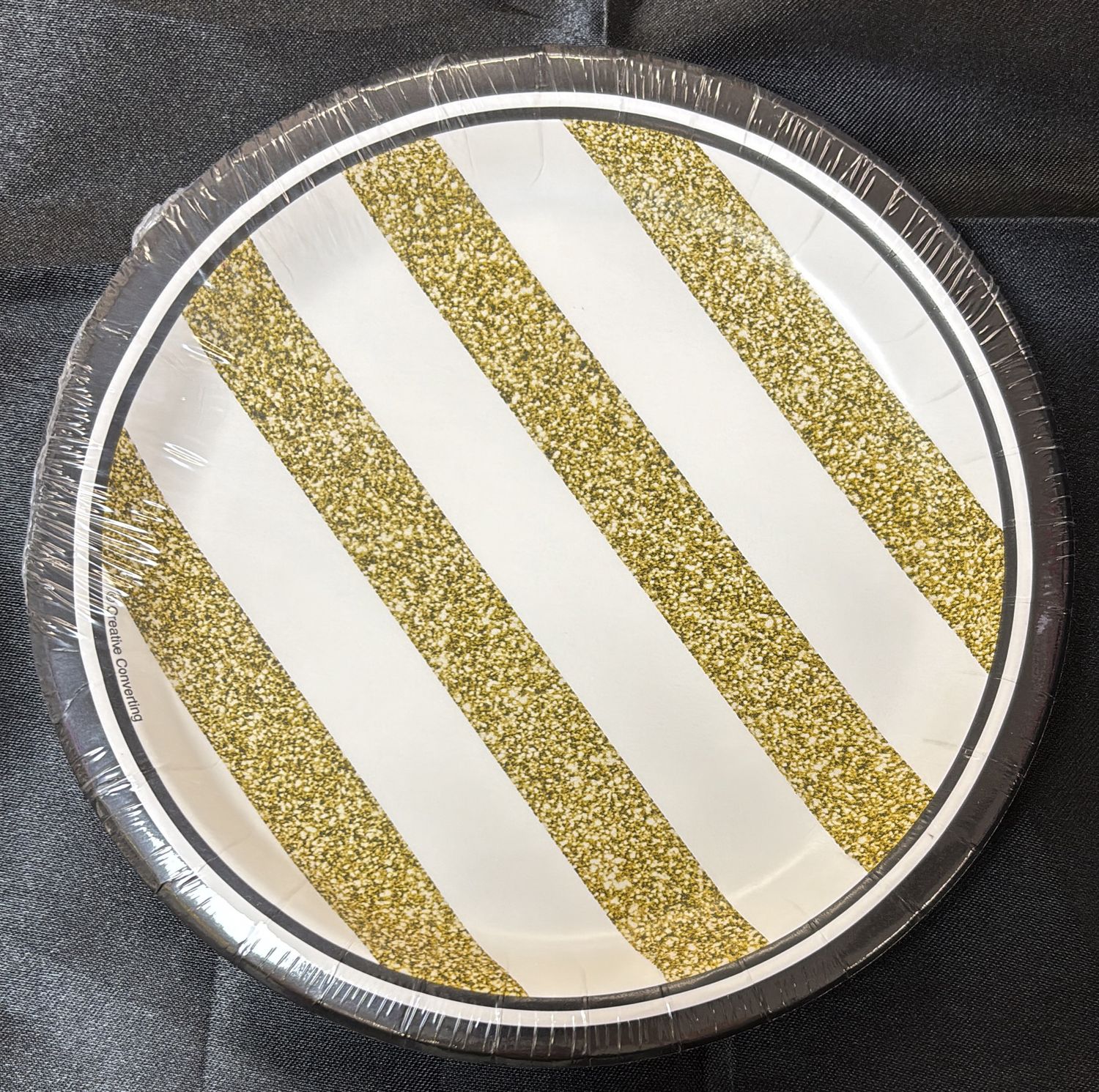 PAPER PLATE SMALL BLK/GLD