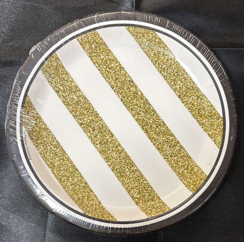 PAPER PLATE SMALL BLK/GLD