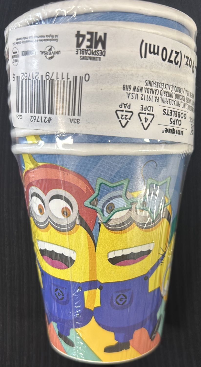 PAPER CUPS DESPICABLE ME