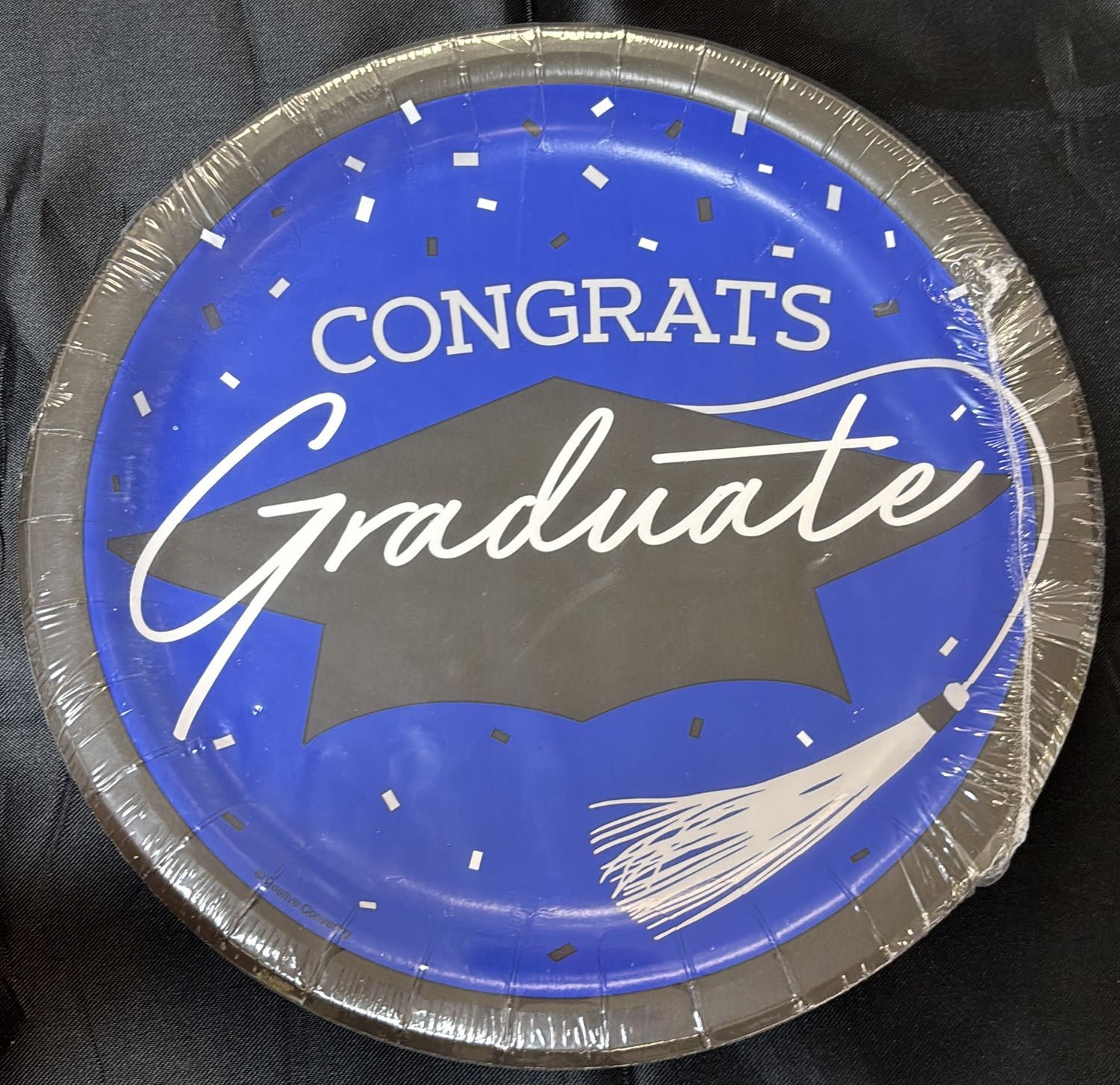 PAPER PLATE LARGE SCHOOL SPIRIT COBALT