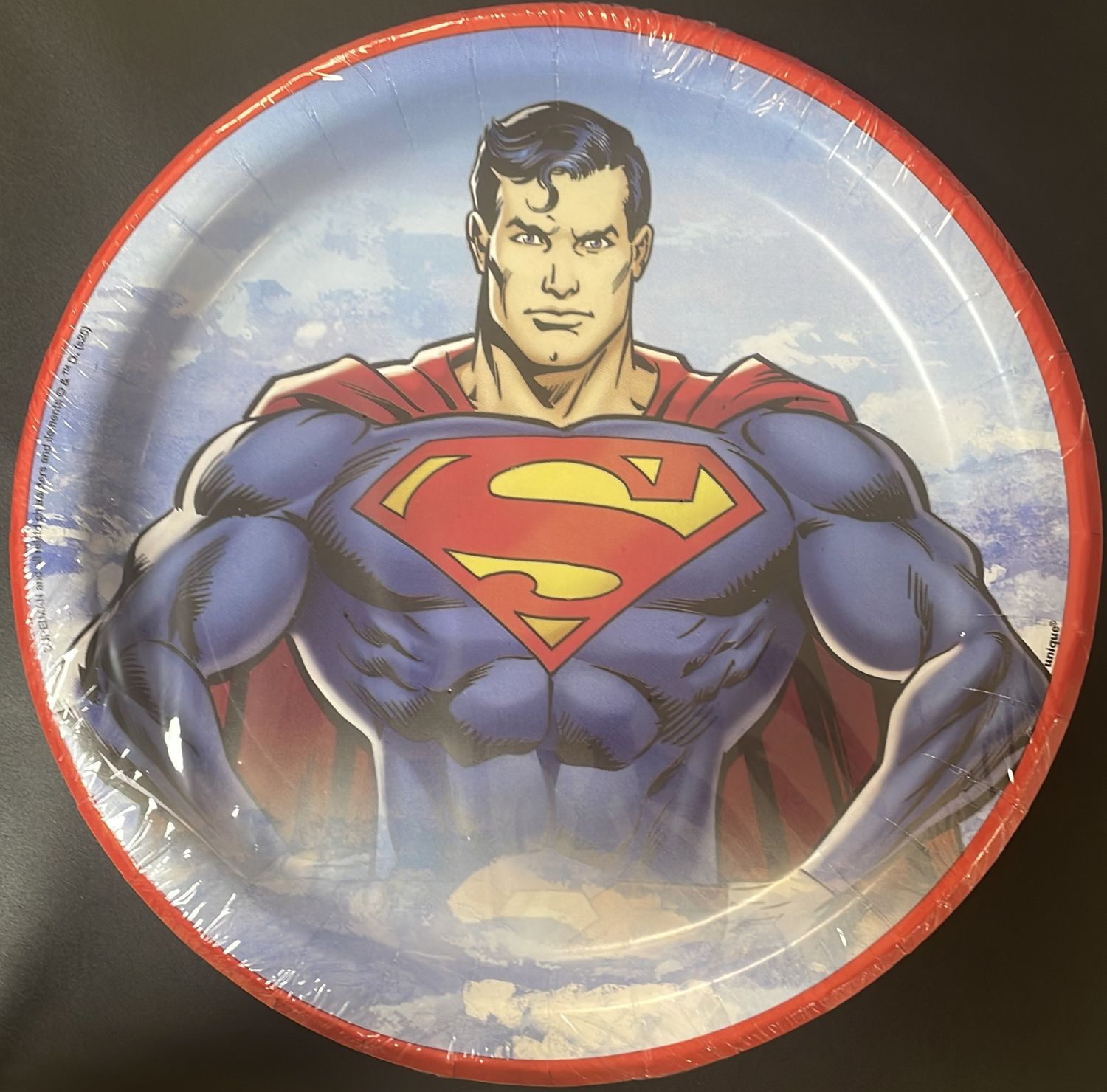 PAPER PLATE LARGE SUPERMAN