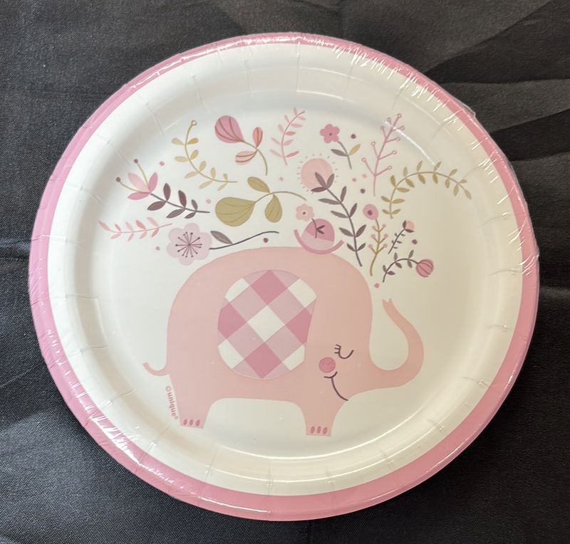 PAPER PLATE SMALL PINK ELEPHANT