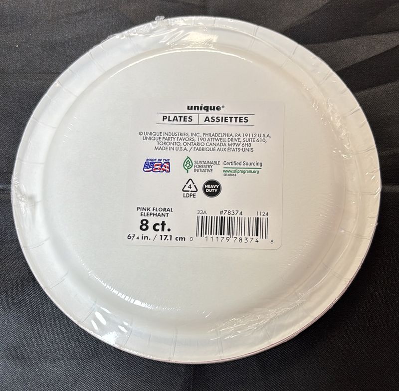 Paper Plate Small Pink Elephant