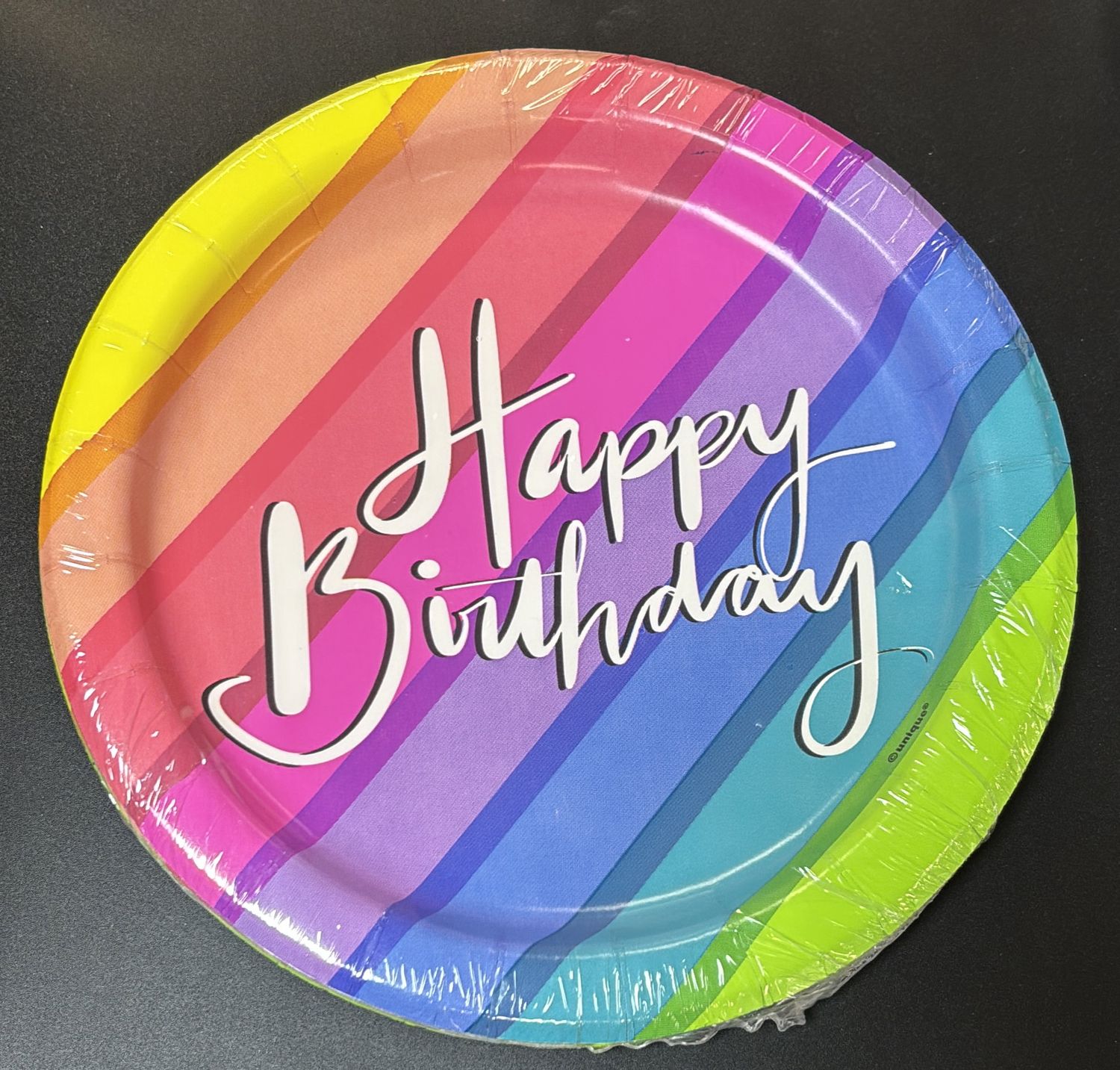 PAPER PLATE SMALL BLN&amp;RNBW BDAY