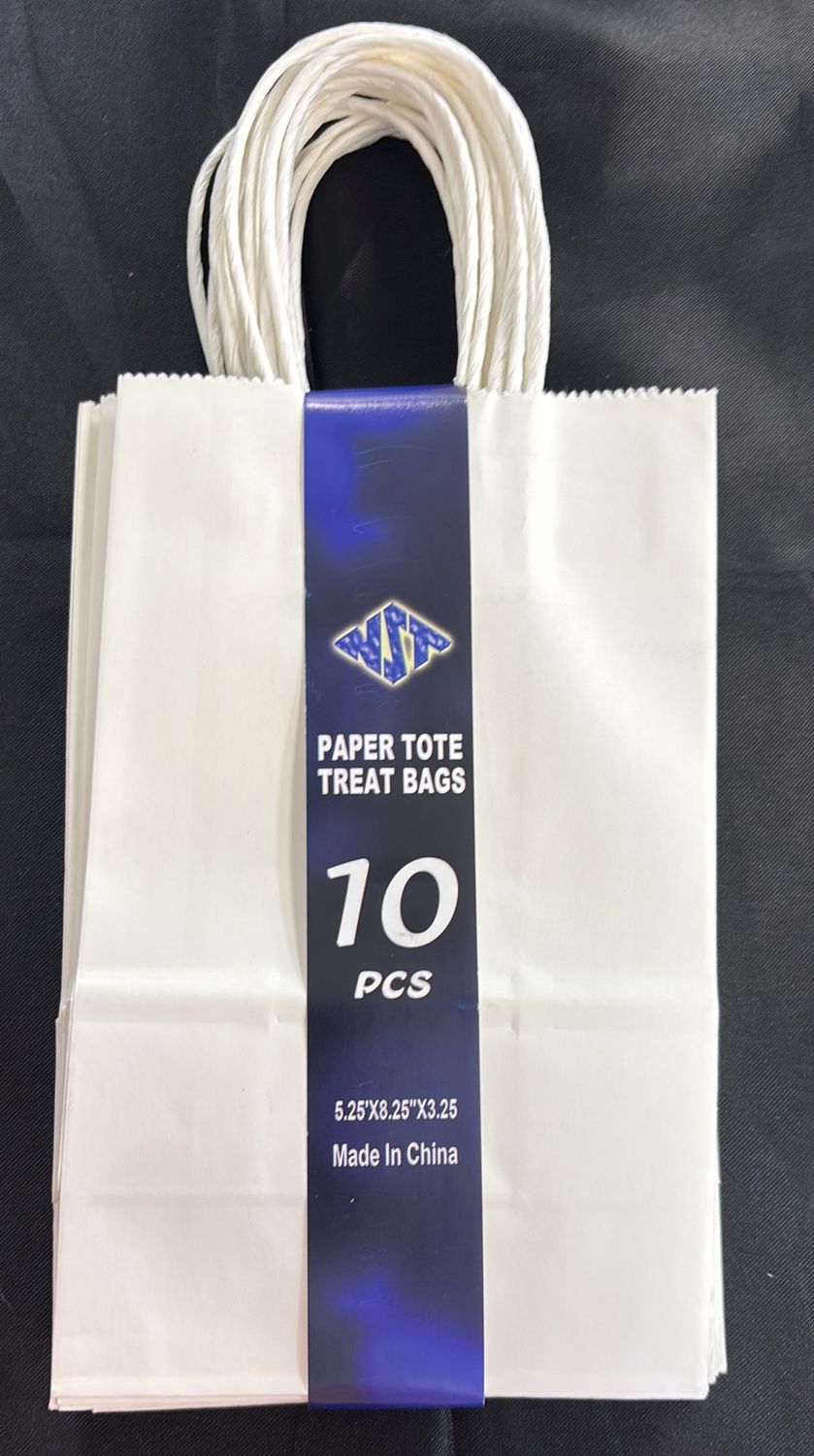 WHITE PAPER TOTE 10CT 5.25X8.25