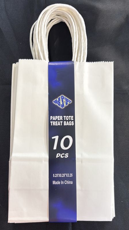 WHITE PAPER TOTE 10CT 5.25X8.25