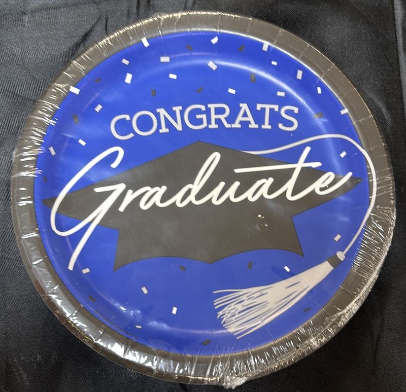 PAPER PLATE SMALL SCHOOL SPIRIT COBALT