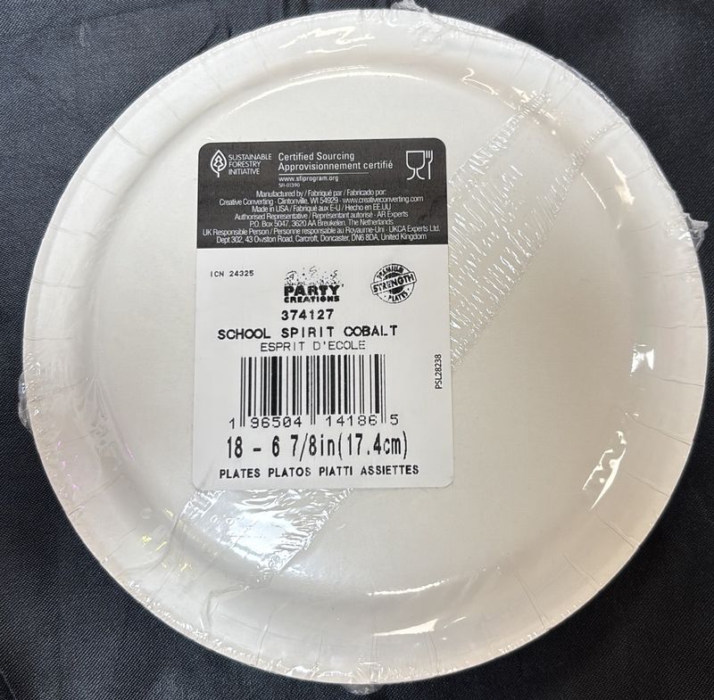 Paper Plate Small School Spirit Cobalt