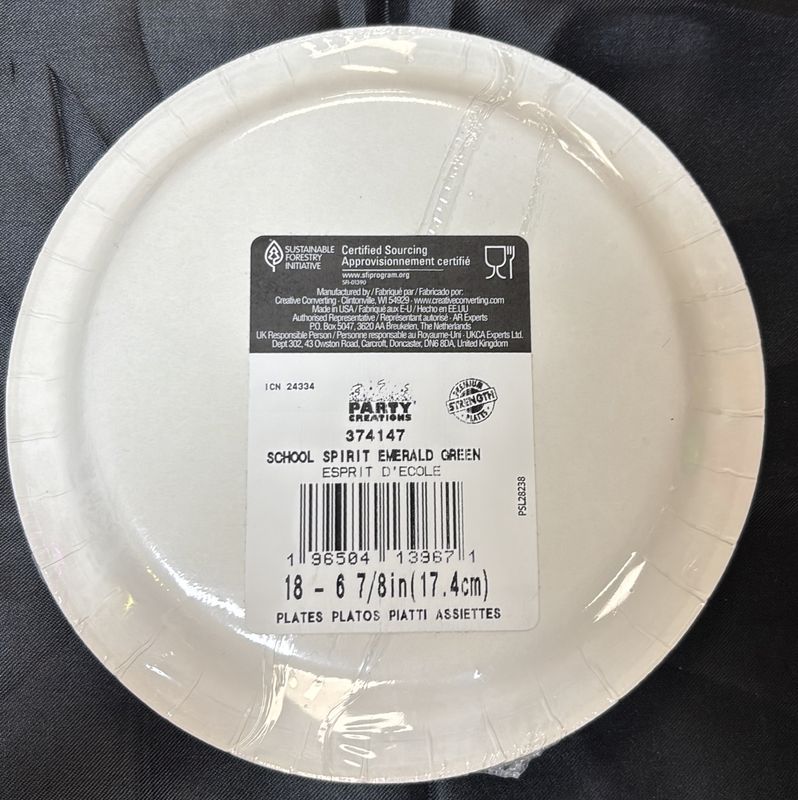 Paper Plate Small School Spirit Green