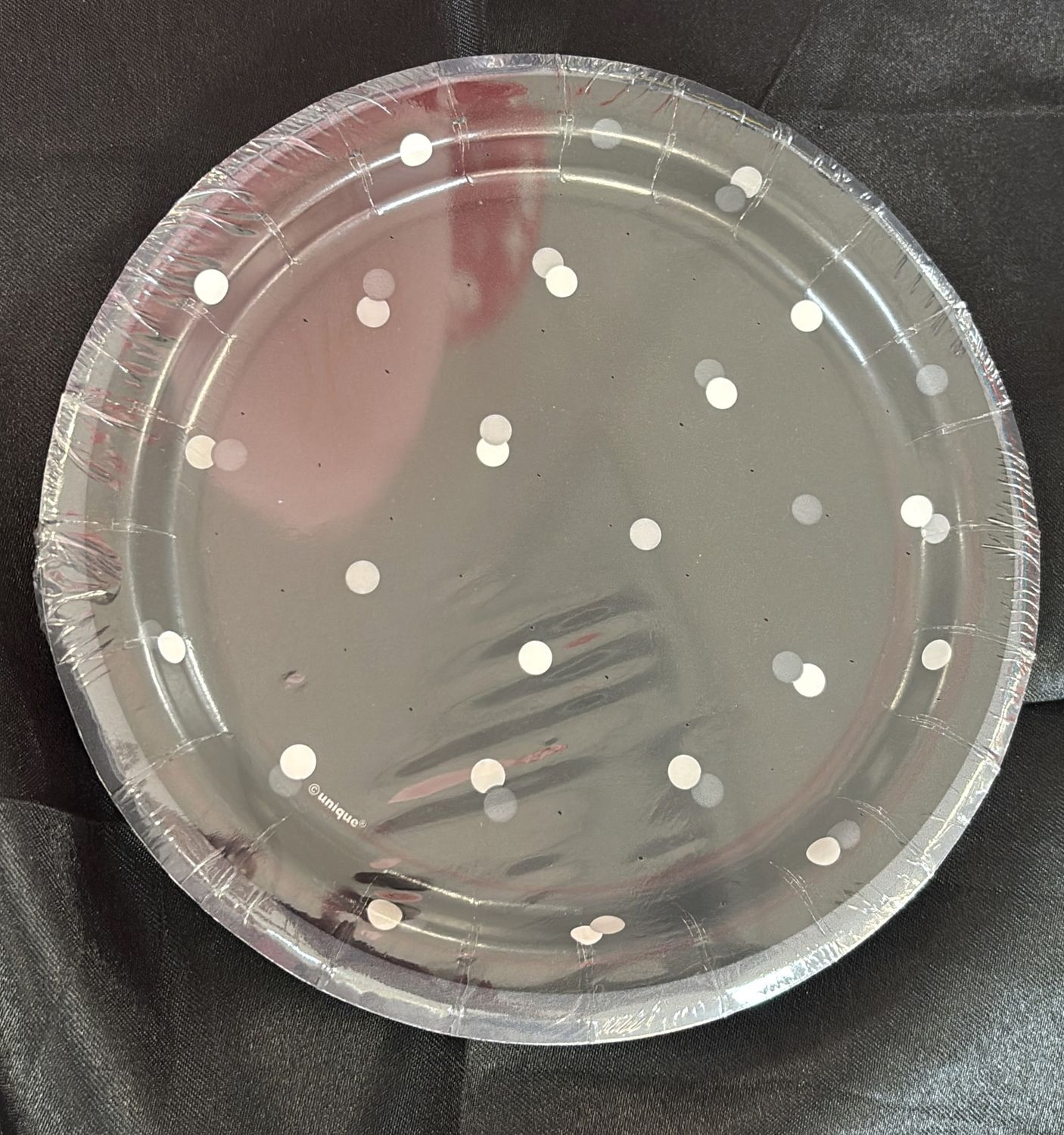 PAPER PLATE SMALL GLITZ BLK/SLV