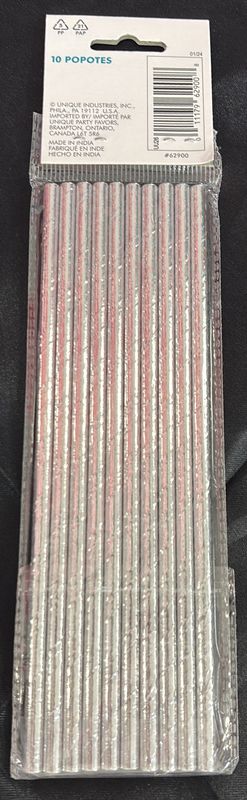 Silver Paper Straws 10Ct