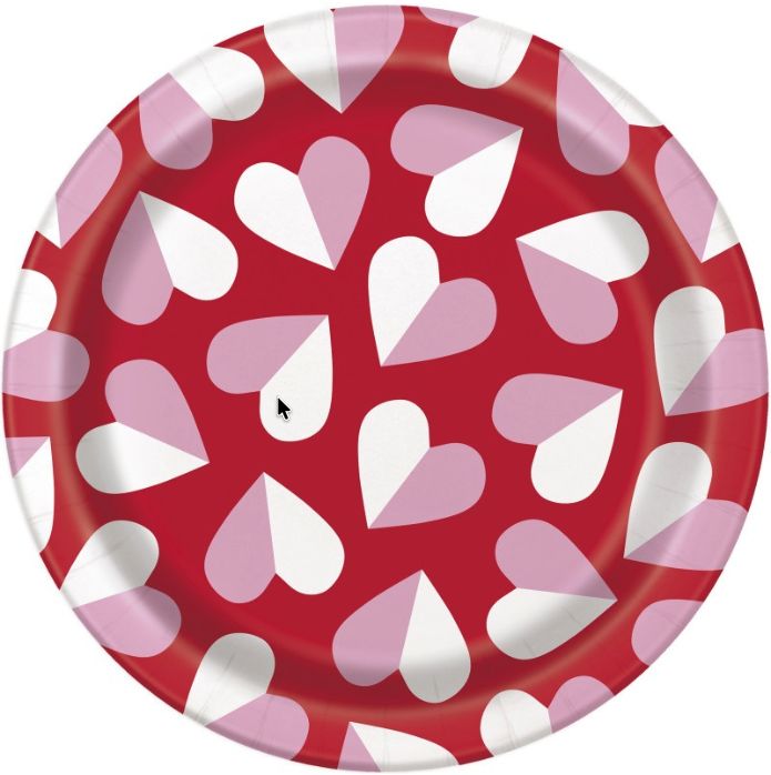 CHARMING HEARTS 7" DESSERT PLATES  8CT
