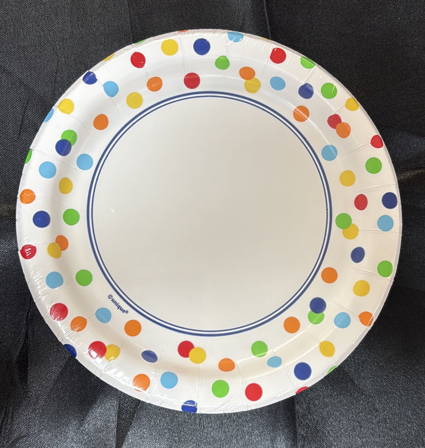 PAPER PLATE SMALL RAINBOW POLKA DOT