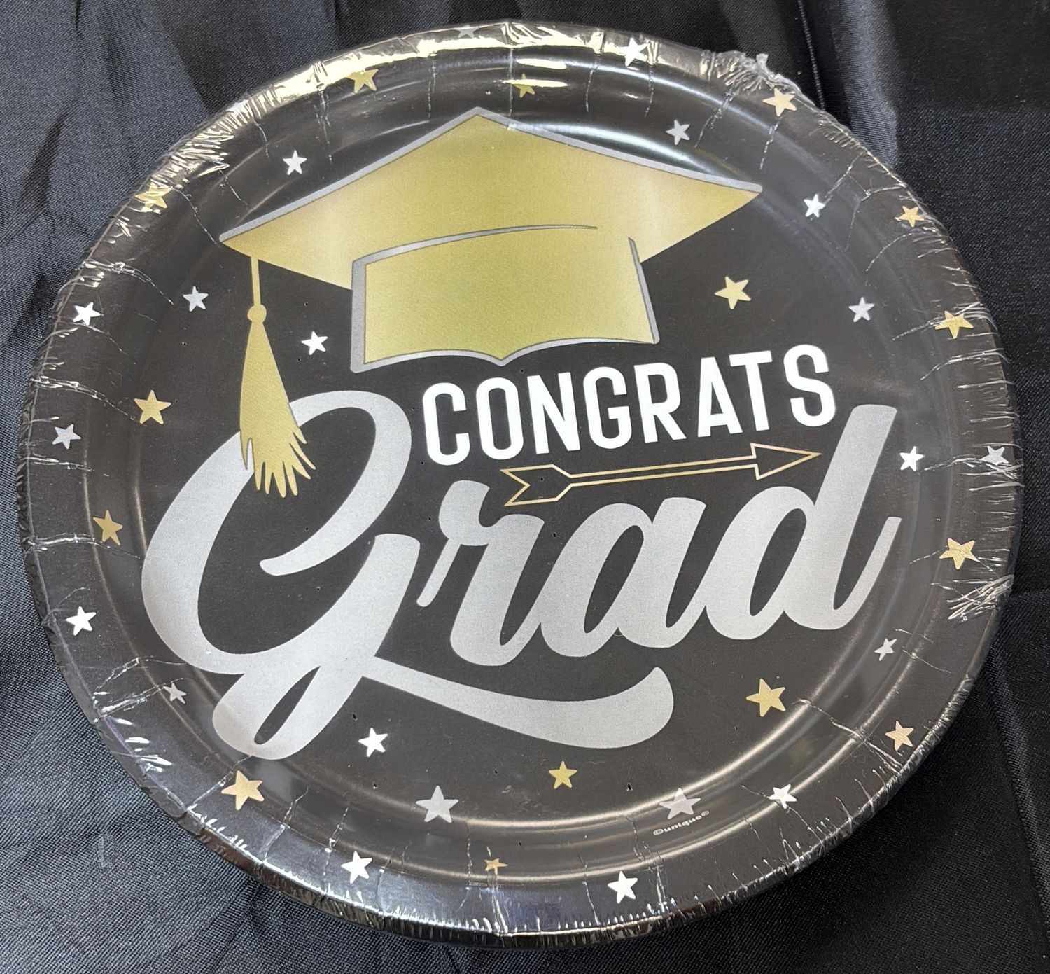 PAPER PLATES LARGE STARS &amp; CAP GRAD 8CT