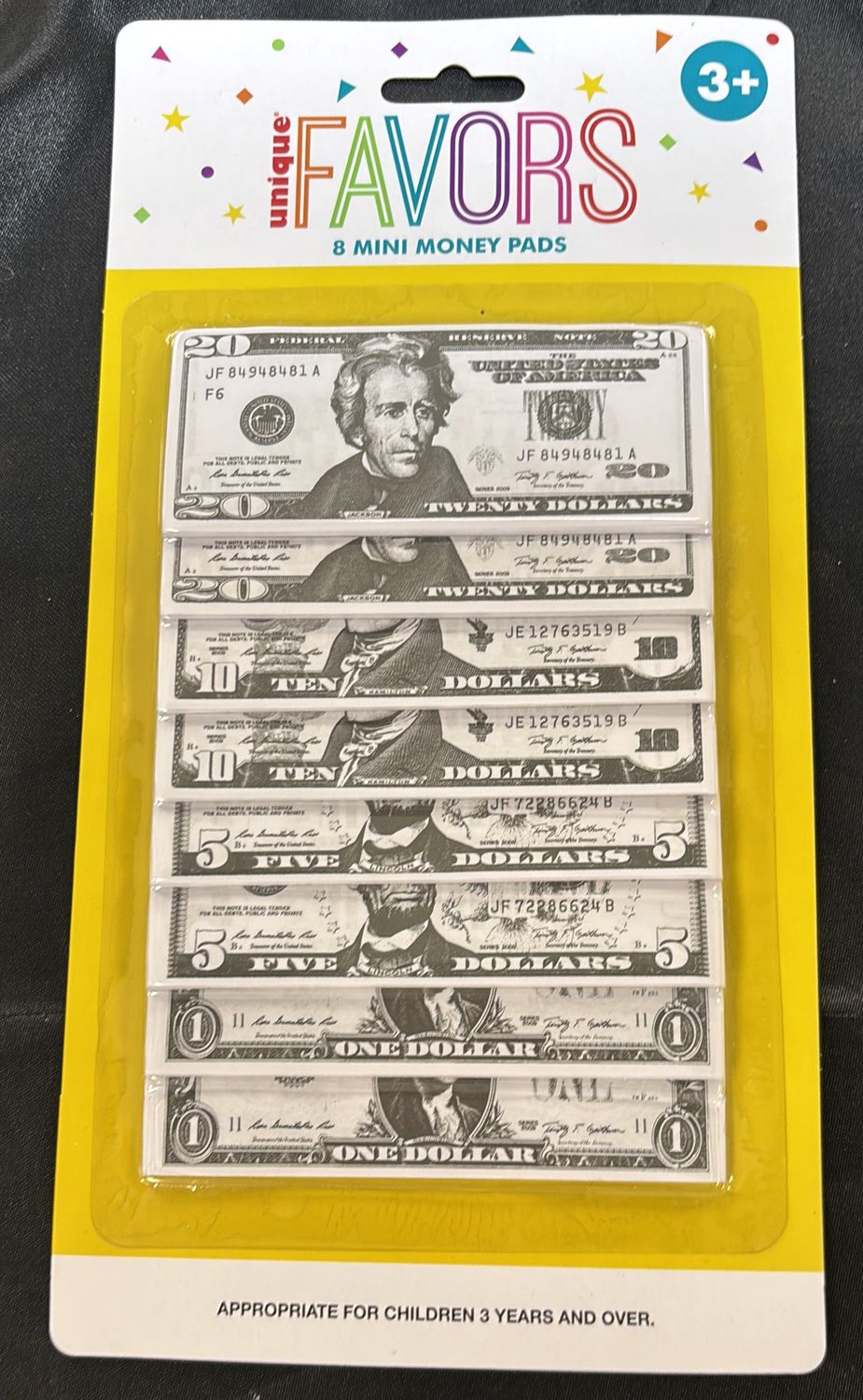 PARTY FAVOR MINI MONEY PADS 8CT