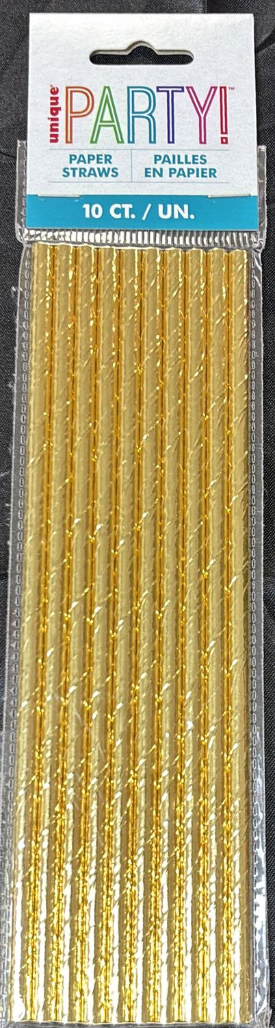 GOLD PAPER STRAWS 10CT