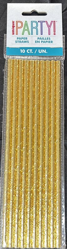 GOLD PAPER STRAWS 10CT