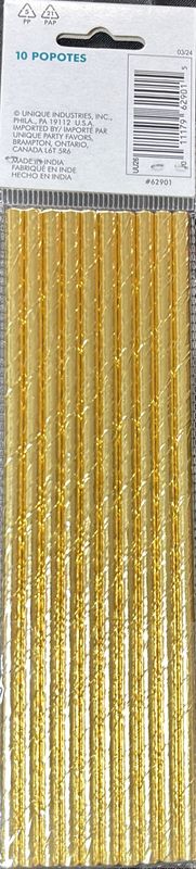 Gold Paper Straws 10Ct