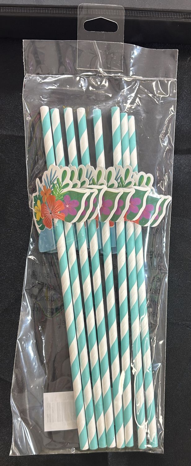 TEAL PAPER STRAWS 8CT