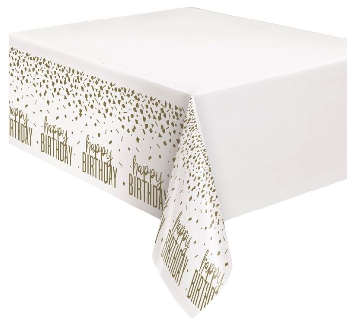 PLASTIC TABLECOVER CONFETTI GOLD