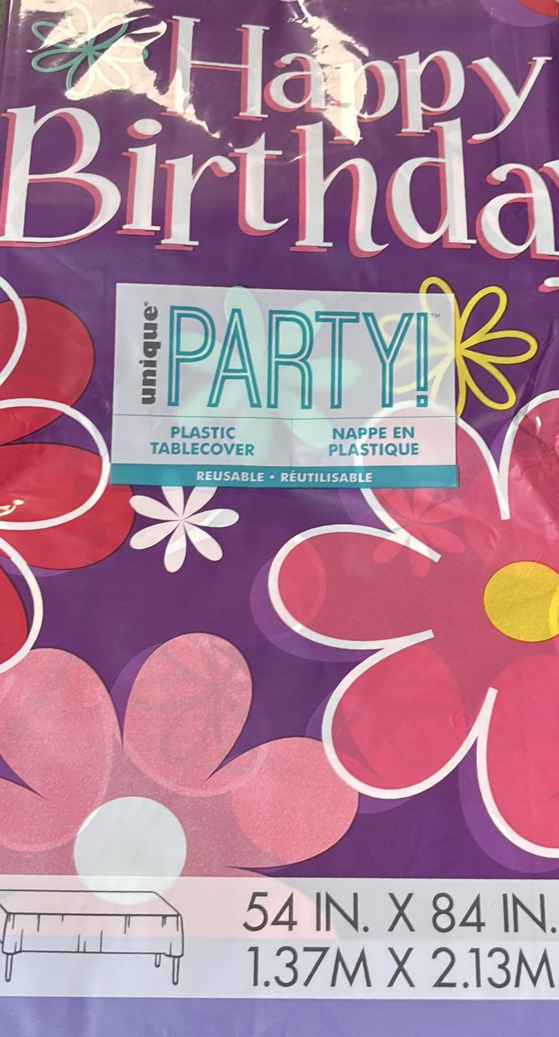 BIRTHDAY BLOSSOM PLASTIC TABLECOVER