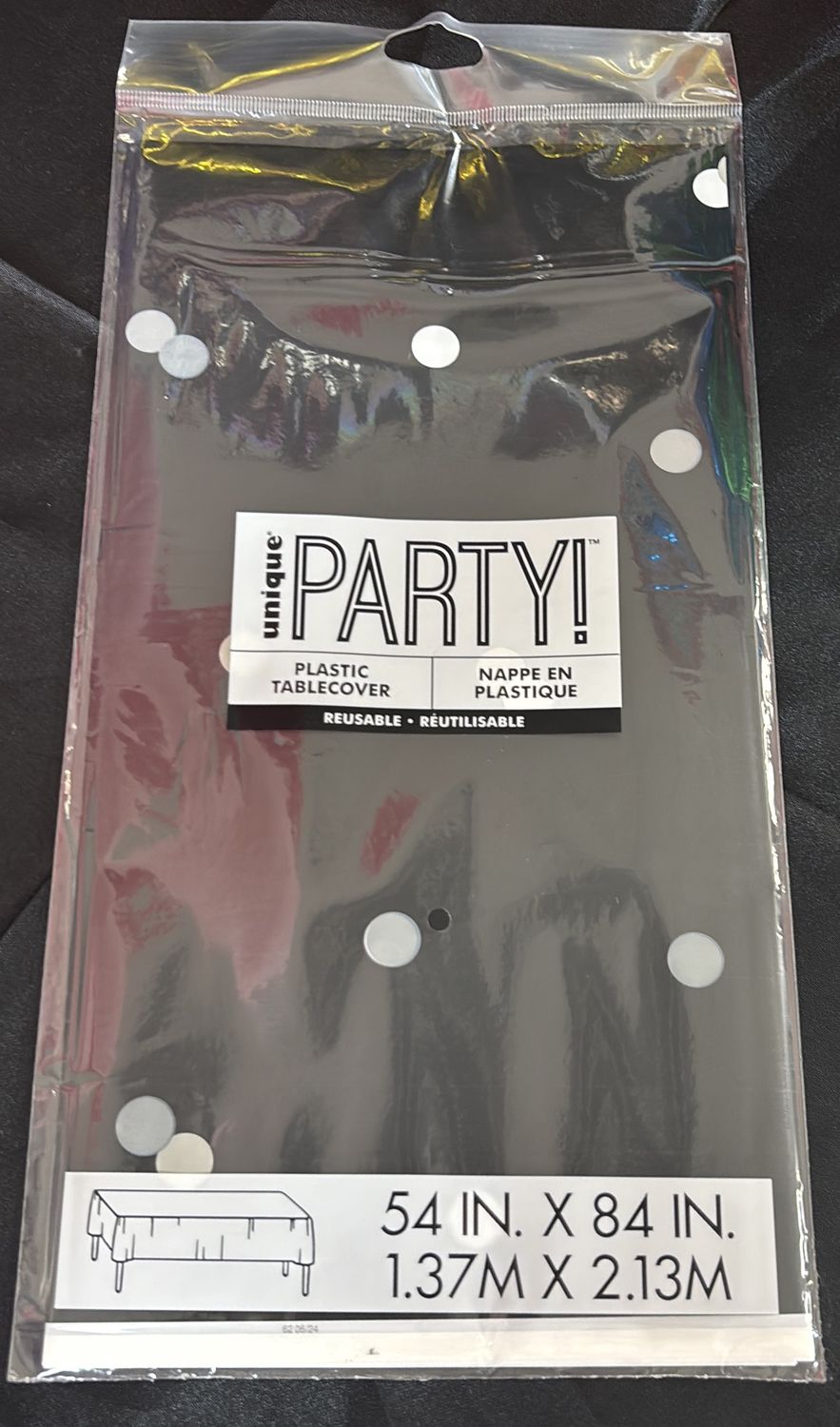 PLASTIC TABLECOVER GLITZ BLACK &amp; SILVER