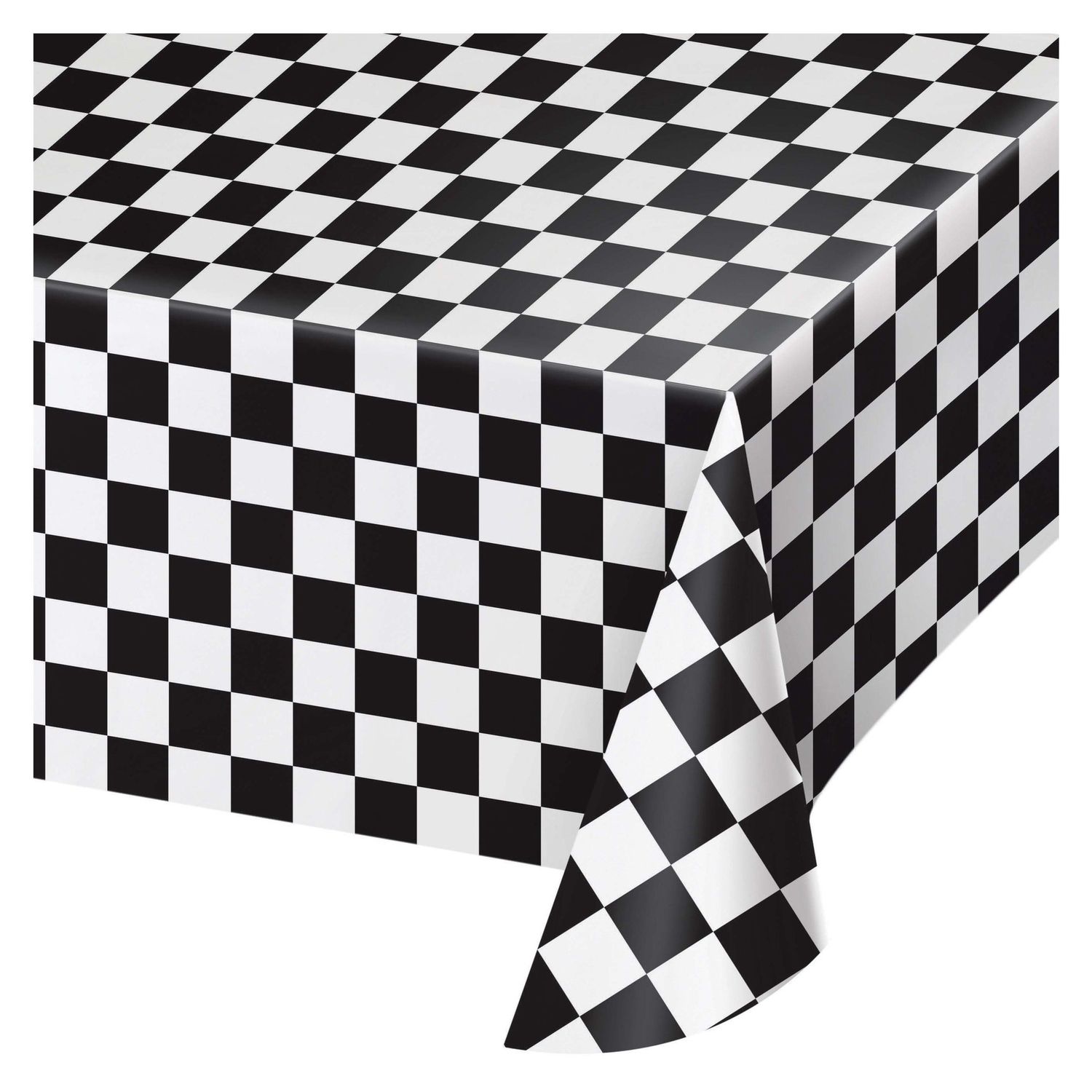BLACK &amp; WHITE CHECK TABLE COVER