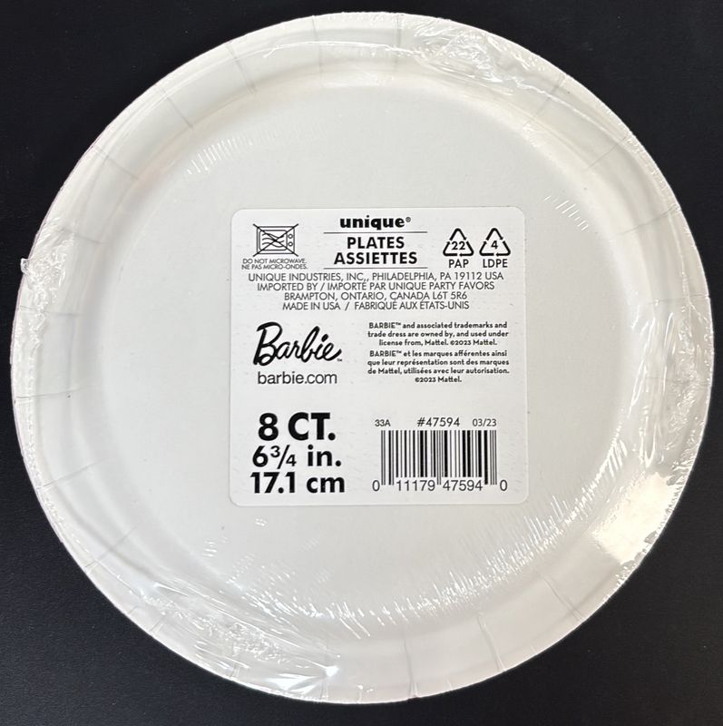 Paper Plates Small Barbie