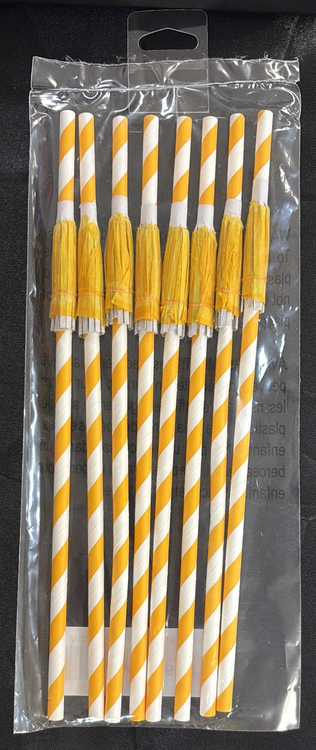 YELLOW PAPER STRAWS 8CT