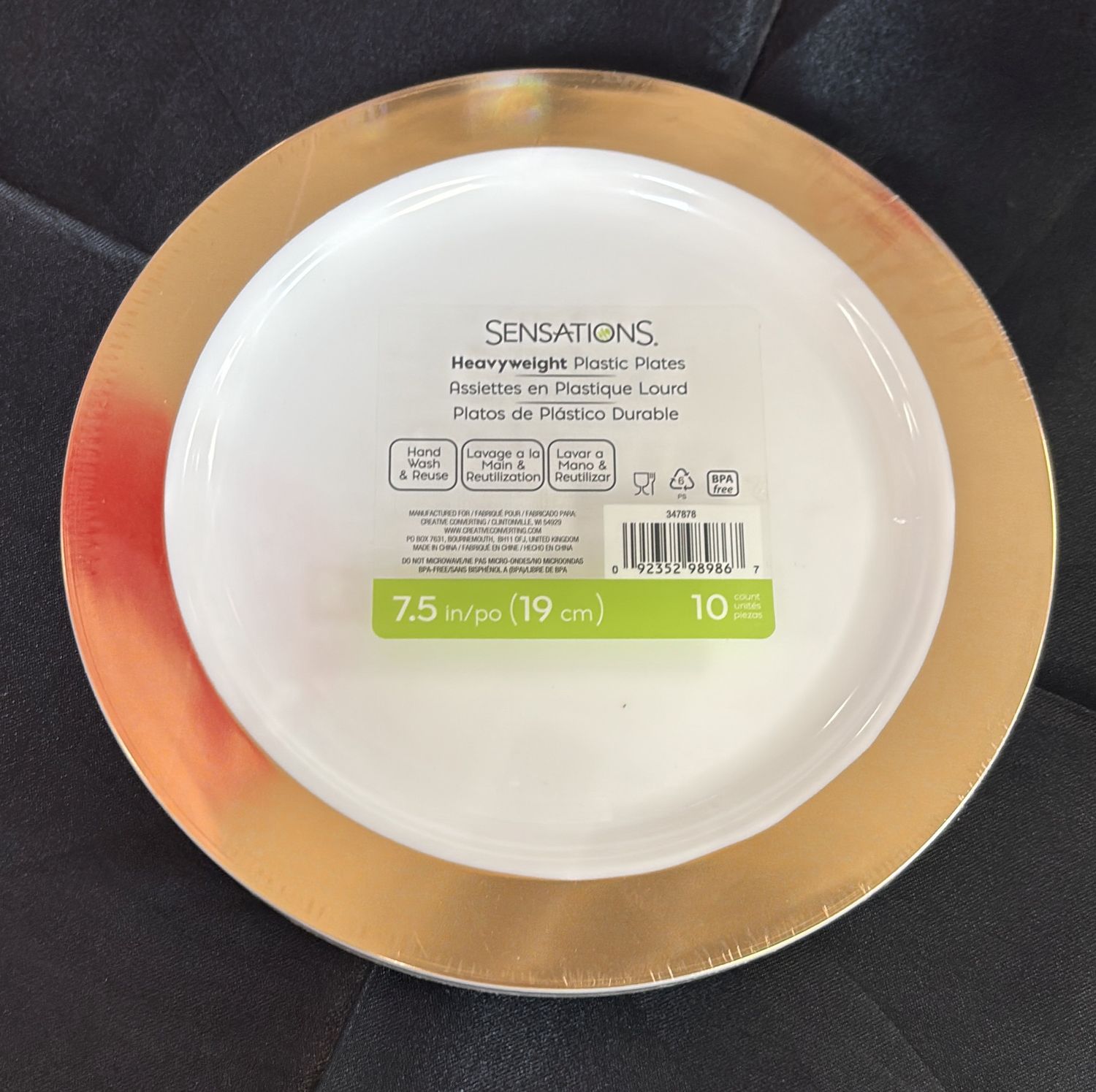 PLASTIC PLATE SMALL ROSE GOLD TRIM