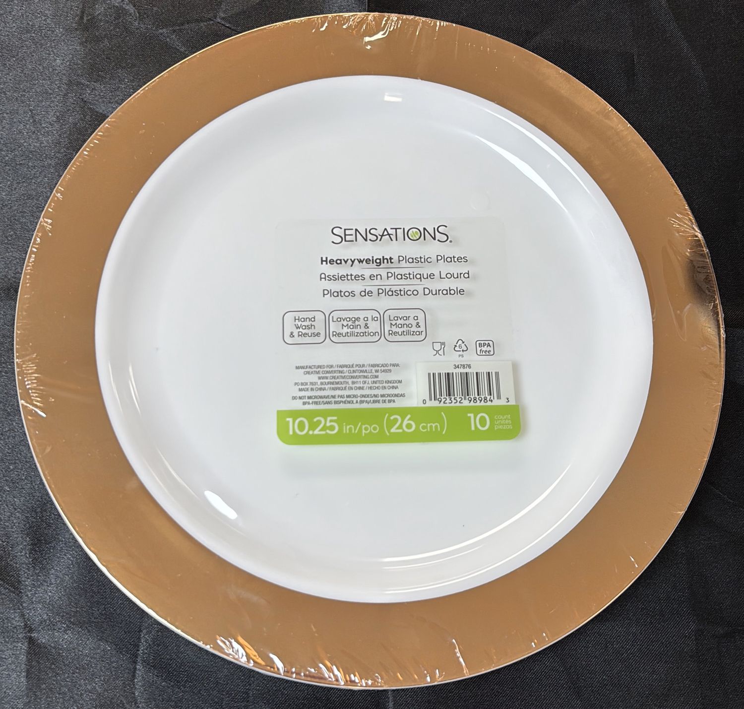 PLASTIC PLATE LARGE ROSE GOLD TRIM