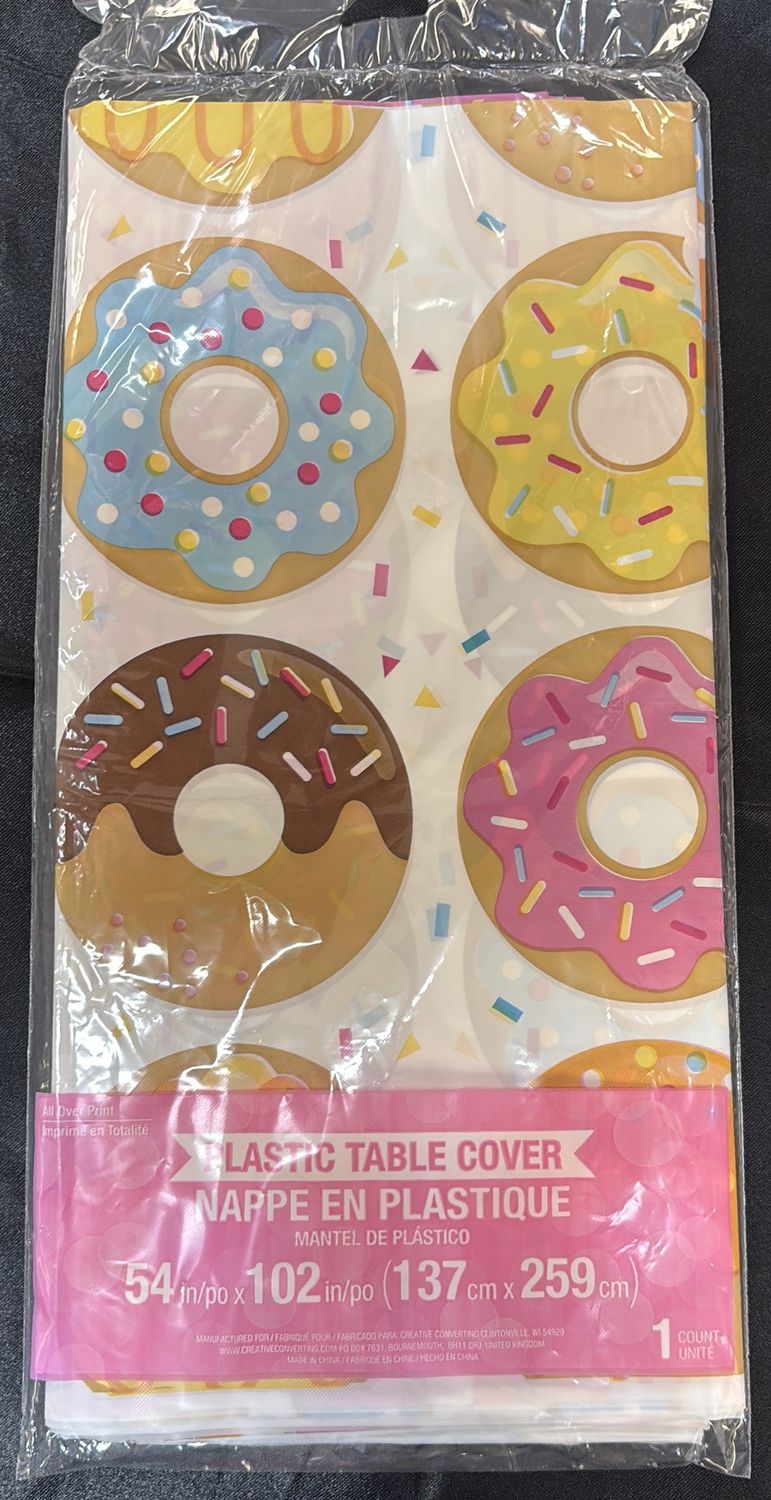 DONUT TIME PLASTIC TABLECOVER