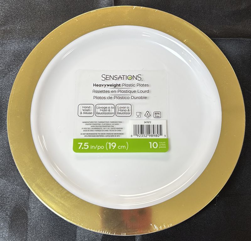 Plastic Plate Small Gold Trim