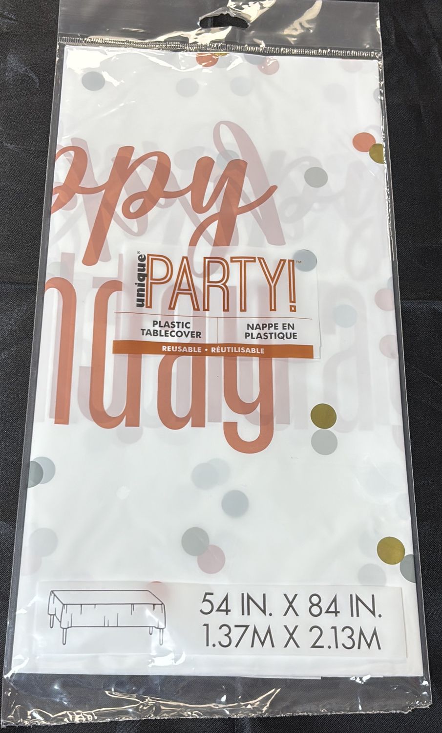 PLASTIC TABLECOVER ROSE GOLD GLITZ HBD