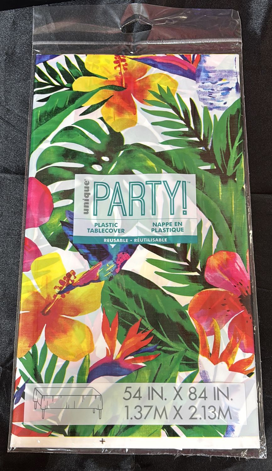 PLASTIC TABLECOVER PALM TROPICAL LUAU