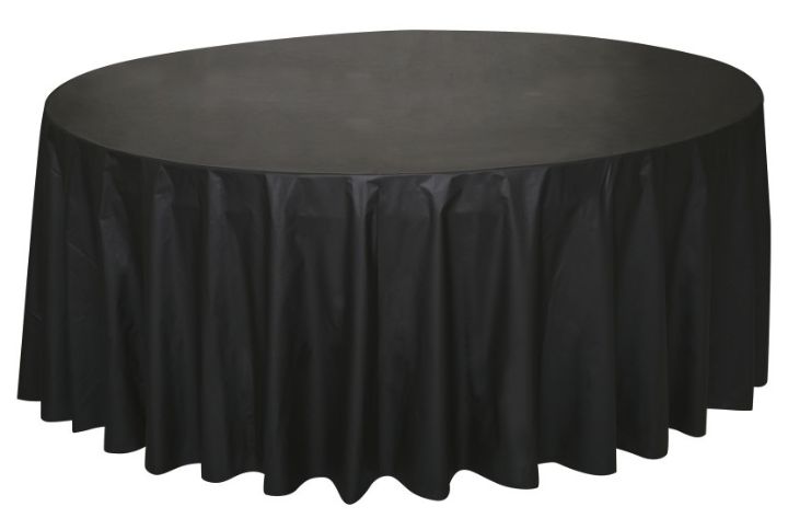 PLASTIC TABLECOVER ROUND MIDNIGHT BLACK