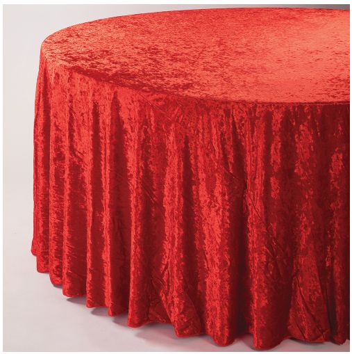RED 120" ROUND VELVET TABLECLOTH