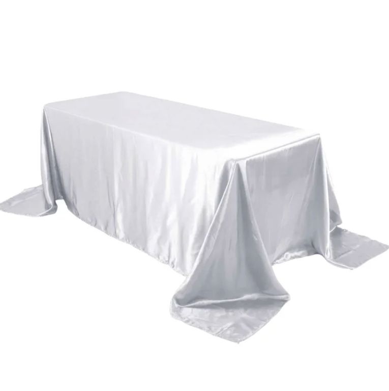 WHITE RECTANGLE 90"x132" SATIN TC