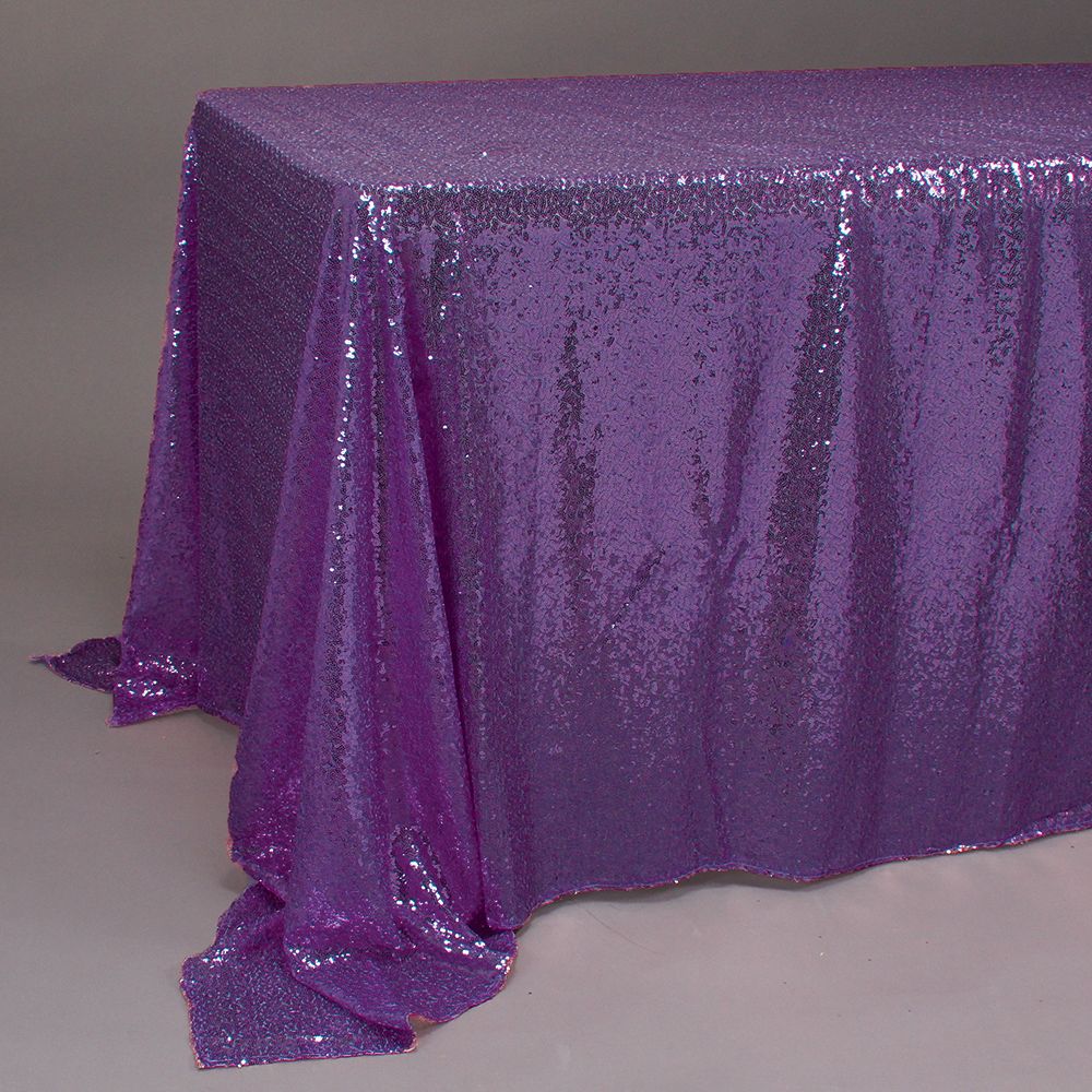 Purple 88"X132" Rectangle Sequin Tablecloth