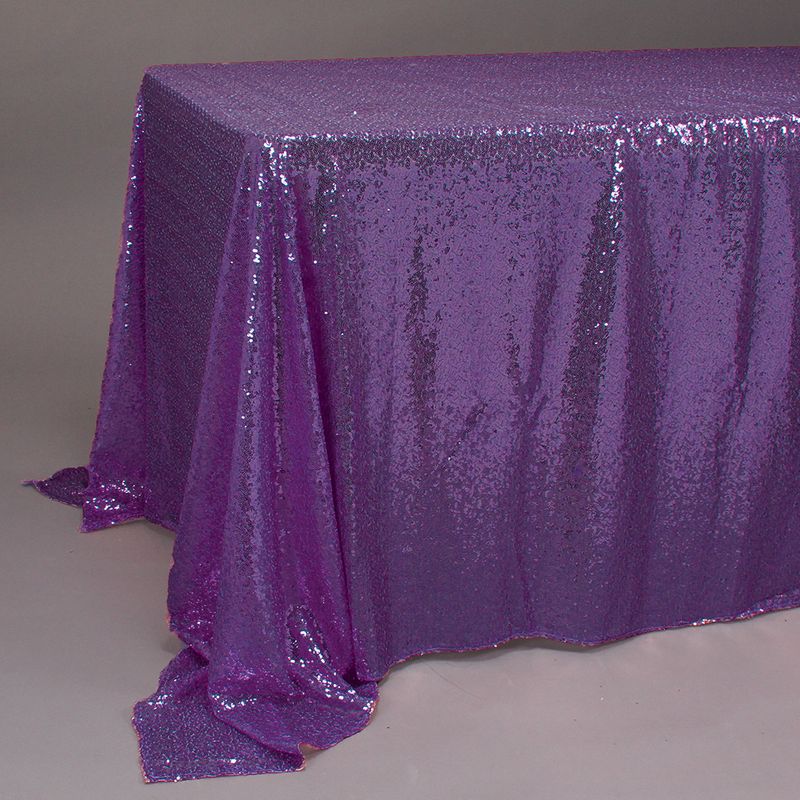 Purple 88"X132" Rectangle Sequin Tablecloth
