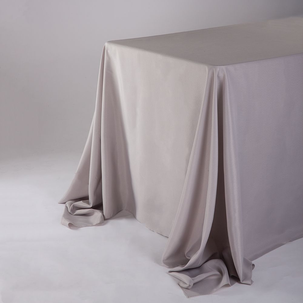 Silver 90"X132" Rectangle Polyester Tablecloth