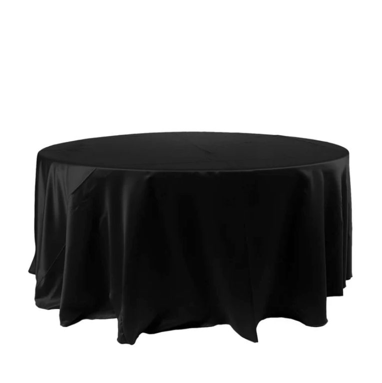 Black 120" Round Satin Tc
