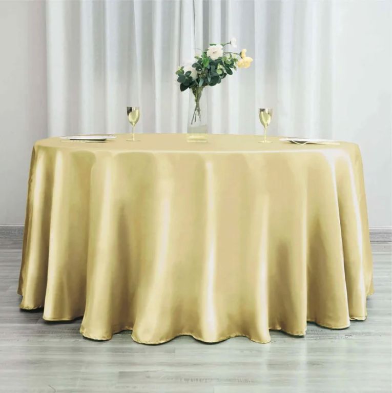 Champagne 120" Round Satin Tc